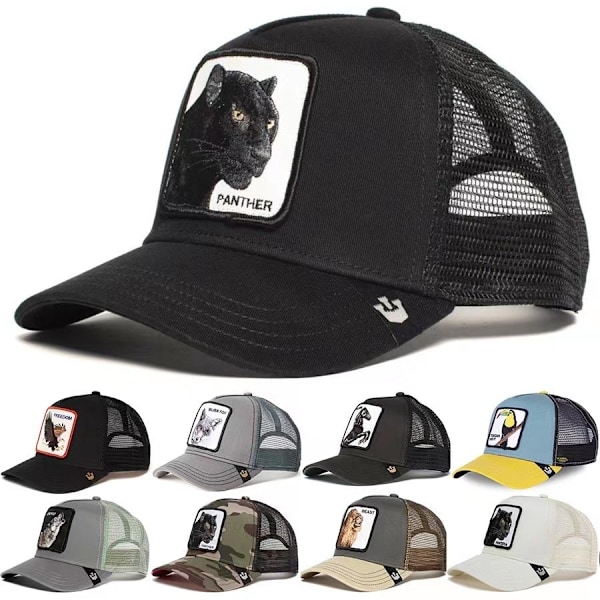 Sommarhatt meshhatt broderad djurhatt svart panter-WELLNGS