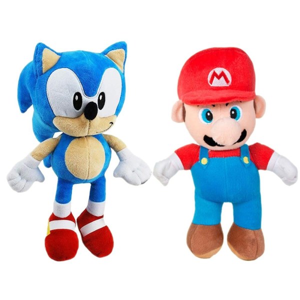 2-pack Sonic The Hedgehog & Super Mario Gosedjur Plysch mjuk leksak -1-WELLNGS multicolor