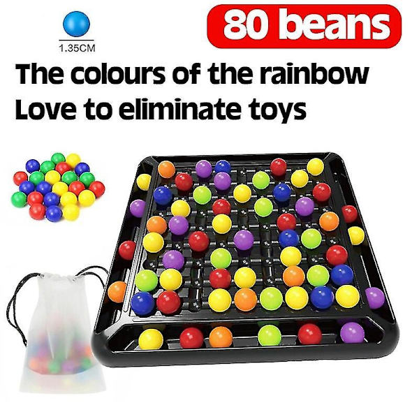 Regnbue Ball Matching Leke Fargerik Morsom Puslespill Sjakkbrett Spill med 80 stk Fargede Perler Intelligent Hjerne Spill Utdanningsleke - WELLNGS 80 beads set