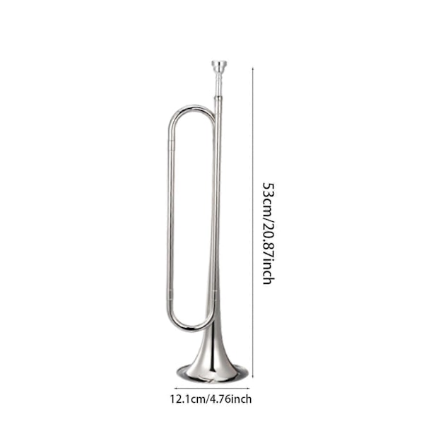 Signalhorn Kavaleritrompet med munnstykke Blåseinstrument Speidertrompet Signalhorn for Kavaleriband Sceneopptreden Nybegynnere Voksne - WELLNGS silver Bb