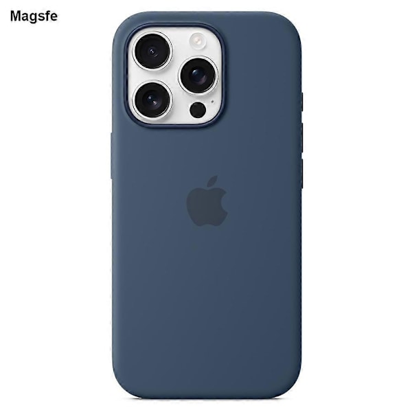 iPhone 16 Pro -puhelimen silikoninen magneettinen suojakuori, yhteensopiva MagSafen kanssa - Tummansininen - WELLNGS Dark Blue