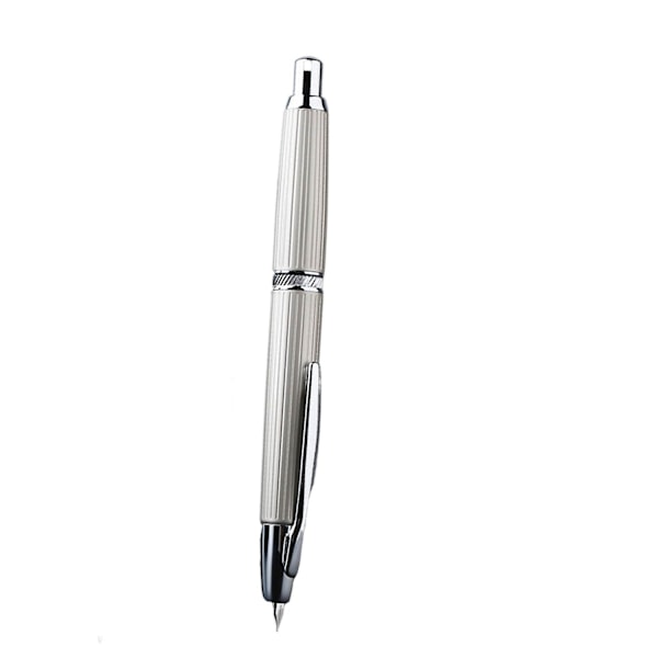 Majohn A1 Trykkmetall Fountain Pen med Klips Iridium Ekstra Fin Nib 0,38 mm Kontor Fg-WELLNGS Gray Stripe