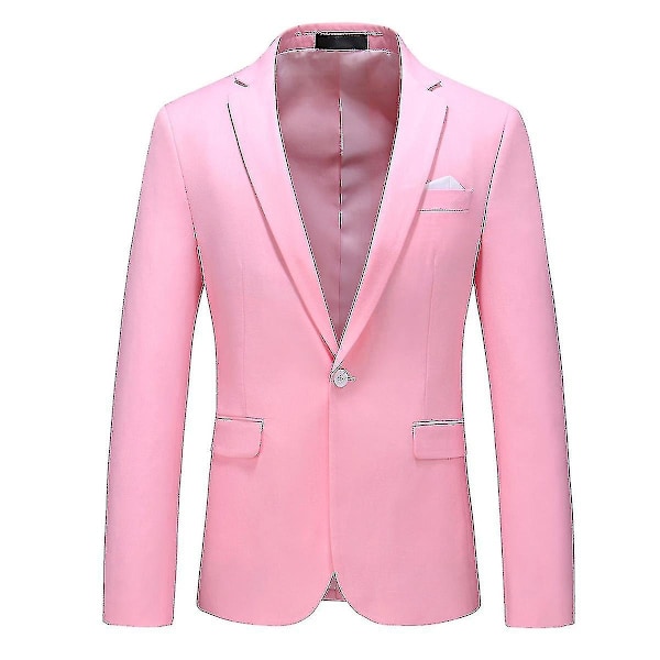 Fashion Herr Blazer Business Casual Slim Fit Kostymjacka-WELLNGS pink 6XL