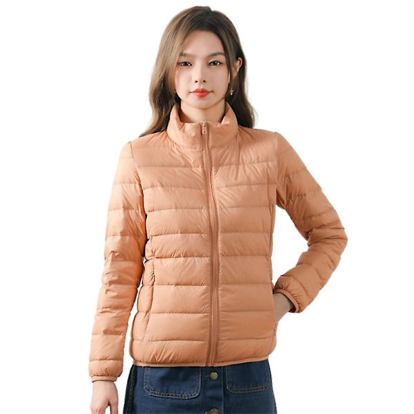Ultralätt kort dunjacka för kvinnor - WELLNGS ORANGE 3XL