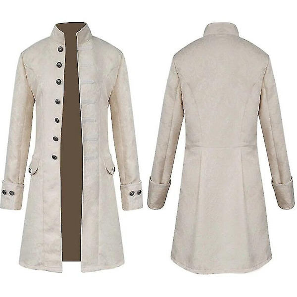 Miesten ja lasten steampunk-tyylinen trenchcoat / paita, vintage-prinssi, pitkä takki, keskiaikainen renessanssiajan takki, viktoriaaninen edvardiaaninen cosplay-asu - WELLNGS white Jacket 135