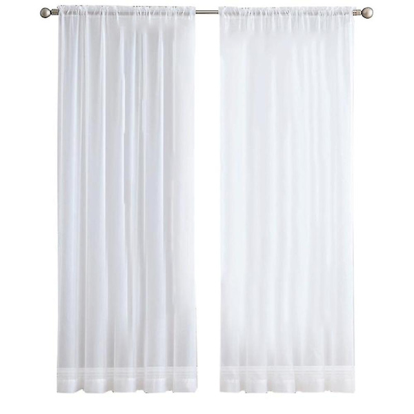 2 stk supermyke, flotte hvite tyllgardiner for stuedekorasjon, moderne slør chiffon Soli-WELLNGS