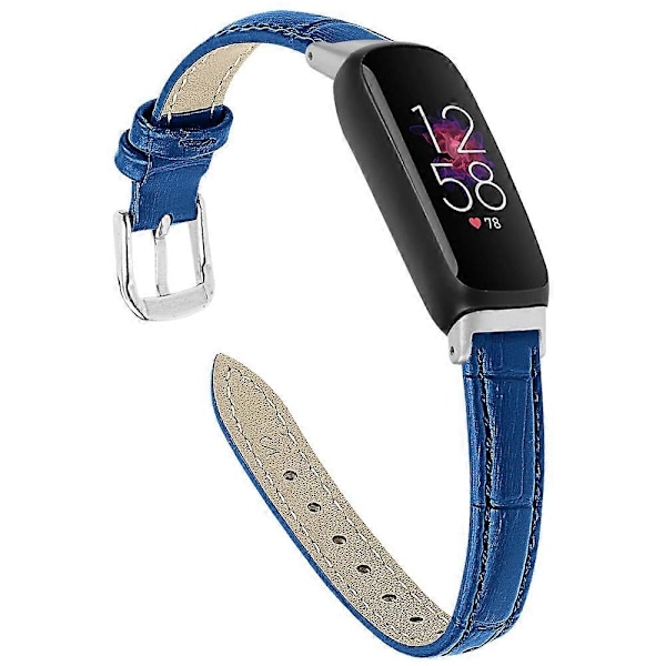 Ersättningsarmband för Fitbit Inspire 3 Bambu Trä Ådring PU Läder Justerbart Armband-WELLNGS Blue