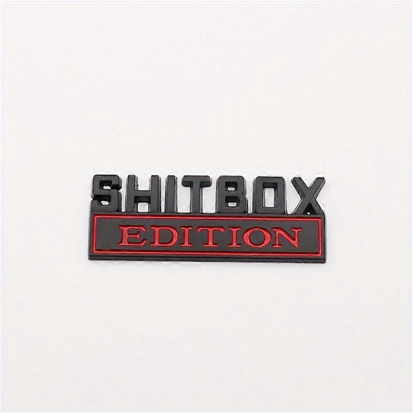 Shitbox Edition Badge, 3D Bilmærke Klistermærker, Cool 3D Stænkskærm Navneplade Udskiftning, Kompatibel med de fleste biler, lastbiler og SUV'er-WELLNGS Black-Red