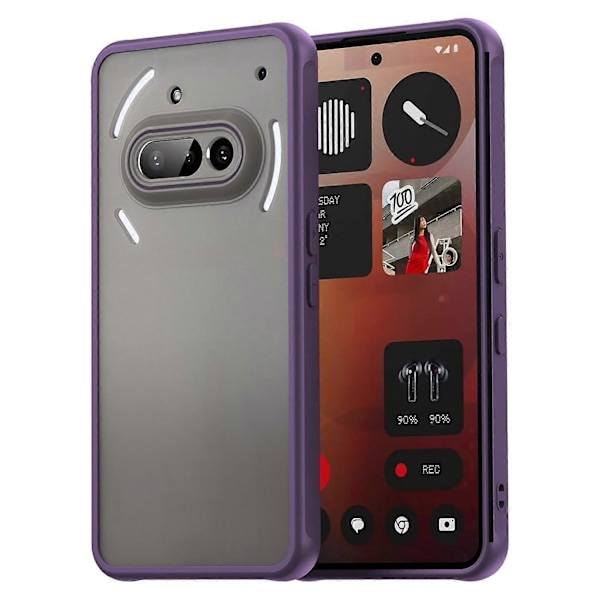 Kompatibel med Nothing Phone (3a) Deksel Fallsikker Airbag Frostet Gjennomsiktig PC TPU Telefon Bakdeksel - Lilla-WELLNGS Purple