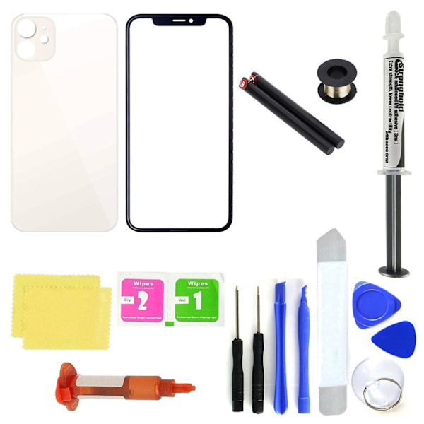 Hiborth Profesjonelt Front Glass Skjermtelefon Bakdeksel Utskiftingsverktøysett for iPhone 11-WELLNGS White
