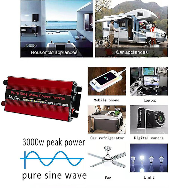 5000/8000W Ren Inverter med Ren Sinusvåg DC 12V till AC 220V för Solenergisystem - hy-WELLNGS 3500W