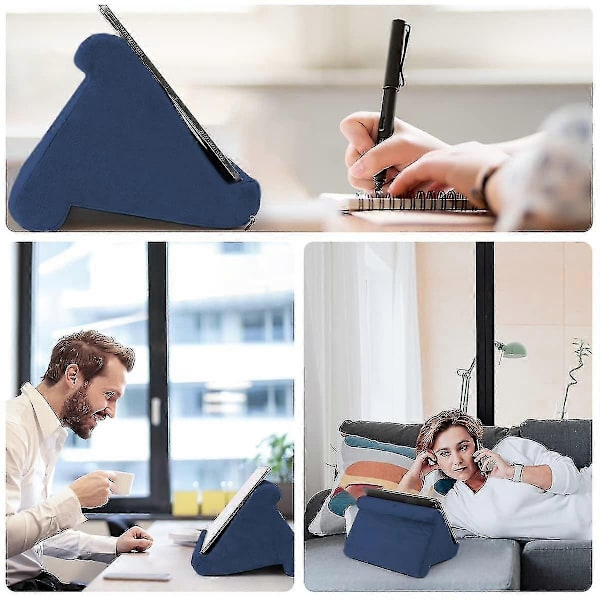 Pehmeä Tablet-tyyny, monikulmainen Ipad-teline verkko-taskulla - WELLNGS Navy