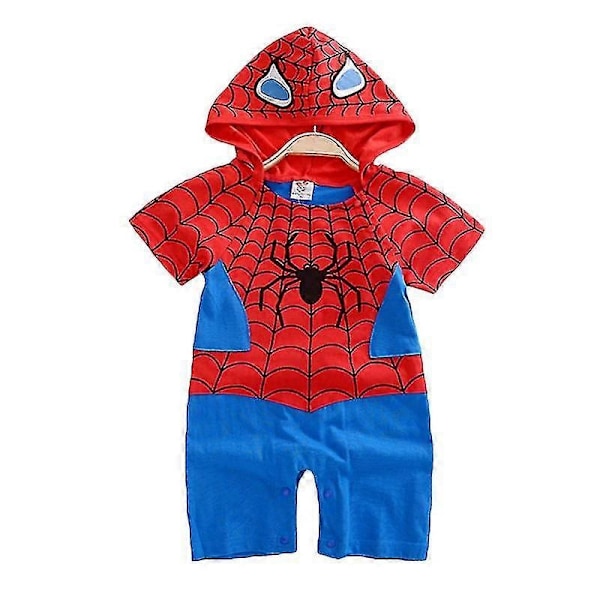 3-24 Månader Baby Superhjälte Sparkdräkt Kort/lång Ärm Jumpsuit-WELLNGS Spiderman 3-6 Months