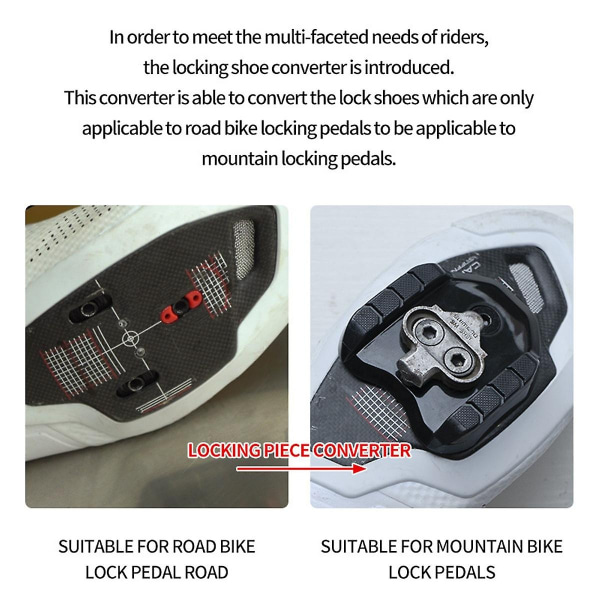 Cykellåspedaladapter Road convert-pedal Spd-sko cover Dubbelanvändning adapterklossar cykel-WELLNGS Svart