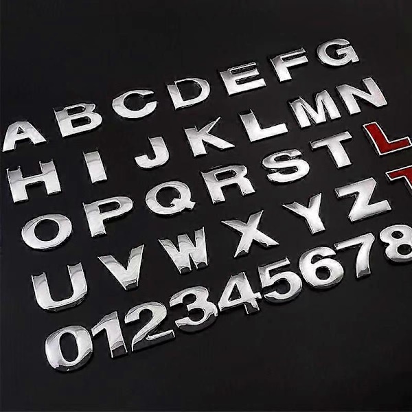 1 stk. 3D Metall 45mm 25mm DIY Bokstaver Alfabet Emblem Tall Krom Merking Bilklistremerke Digitalt Merke Tilbehør Motorsykkel-WELLNGS Black25MMRed  Star Red  Star