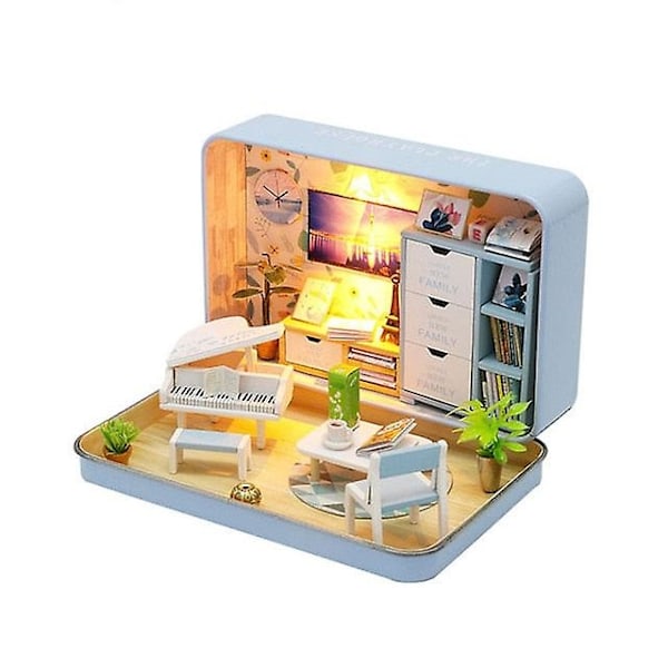 Boxteater Mini Dockhus Prefabricerat Miniatyr DIY Dockhus Kit Möbelfodral leksaker för Barn Födelsedagspresenter-WELLNGS S931