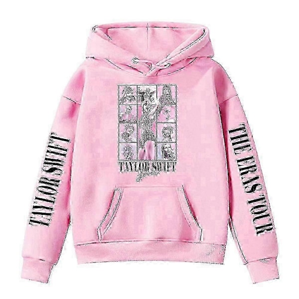 Taylor Swift Tryck Barn Flickor Hooded Sweatshirt Casual Långärmad Huvtröjor Lös Pullover Toppar-WELLNGS Pink 6-7 Years