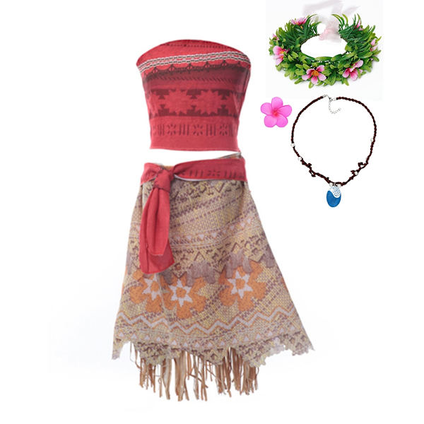 Disney Prinsessa Vaiana Meidinkostyymi Kesä Lapset Juhlat Moana Prinsessa Roolipeli Lemmikkisi Sika Kana Asuste Halloween Disguise D Moana Asuste-WELLNGS D Moana Set3 3T (110)