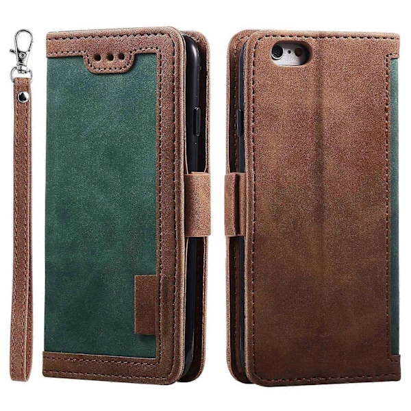 til iPhone 16e Etui Blokerende Wallet Stand Læder Telefon Cover-WELLNGS Green