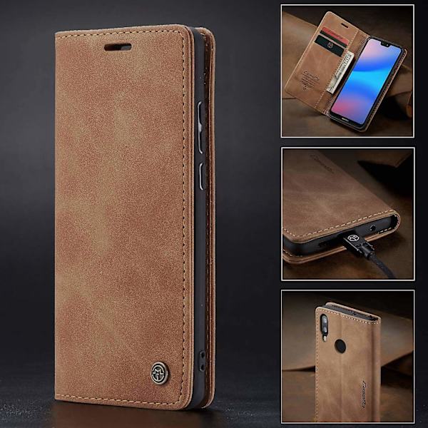 for Huawei P20 Lite Caseme 013 Series Simple Card Version Comfortable Leather Case Brown-WELLNGS Brown