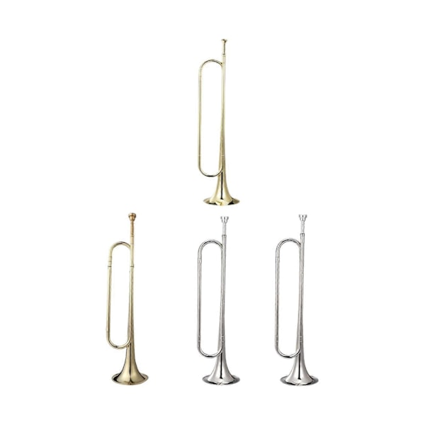Signalhorn Kavaleritrompet med munnstykke Blåseinstrument Speidertrompet Signalhorn for Kavaleriband Sceneopptreden Nybegynnere Voksne - WELLNGS gold  Bb