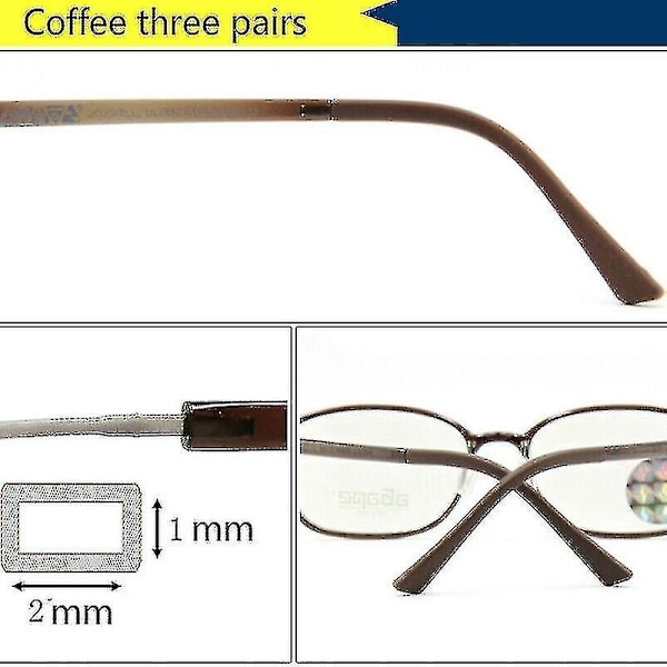 3 paria silikonitemppelin kärkiä liukumattomat silmälasit litteät korvat putket korvaavat-WELLNGS Coffee