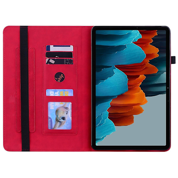 for Samsung Galaxy Tab S9+ PU Læder Tablet Etui Lynlås Lomme Kortspor Pung Stativ Cover-Rød-WELLNGS Red