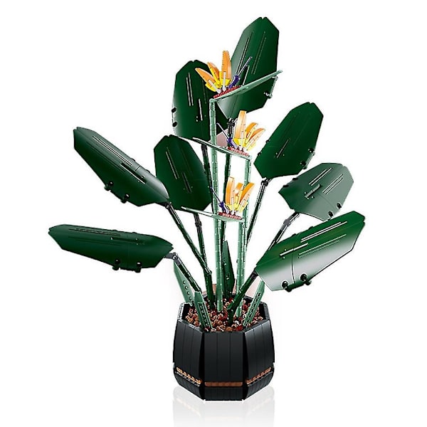 Himmelsfågel Byggsten Leksak Snygg Blomma Kruka Montering Ornament Presenter för Älskare Vänner-WELLNGS