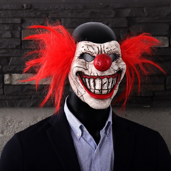 Twisted Metal Sweet Tooth Clown Maske Cosplay Blodig Halvmaske Clown Latexmaske Halloween Karneval Purim Fest Kostyme Rekvisitter - WELLNGS Sweet Tooth Joker