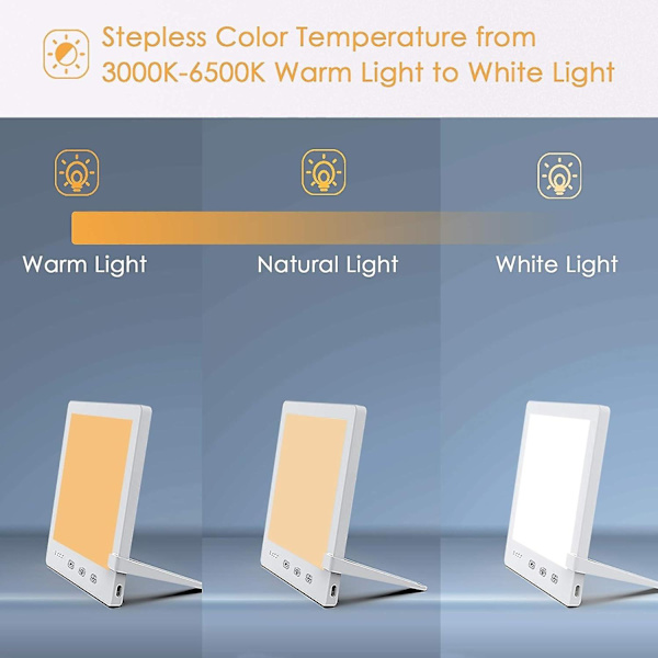 12000 Lux Lys Terapi Lampe, Timer, Touch Control, Hukommelsesfunktion, Kompakt Størrelse til Hjem eller Kontor-WELLNGS