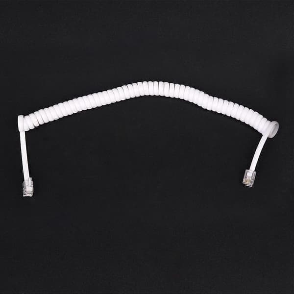 1.5M 4.9Ft Hvit Elastisk RJ9 4P4C Håndenhet Spiral Kabel Ledning-WELLNGS