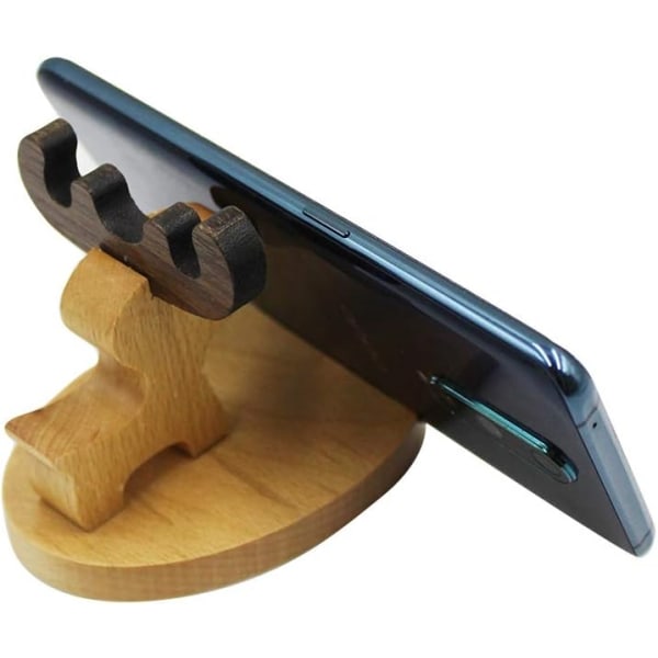 Tecknad mobiltelefonhållare Trä Smartphone skrivbordshållare för alla mobiltelefoner-WELLNGS