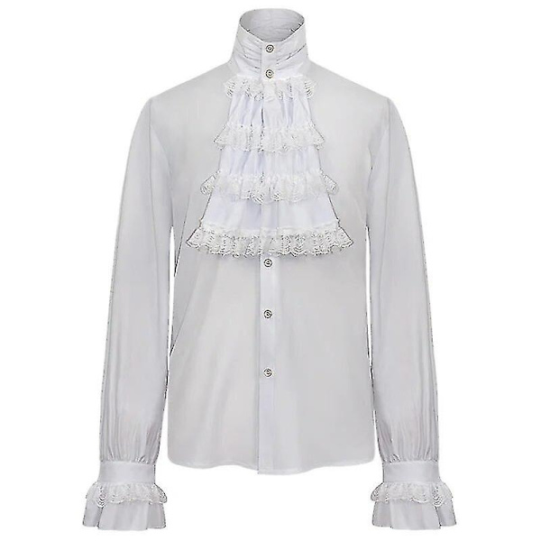 Miesten lasten steampunk-trenchcoat / paita Vintage Prince -takki keskiaikainen renessanssi takki viktoriaaninen edvardiaaninen cosplay-asu-WELLNGS white Shirt 4XL