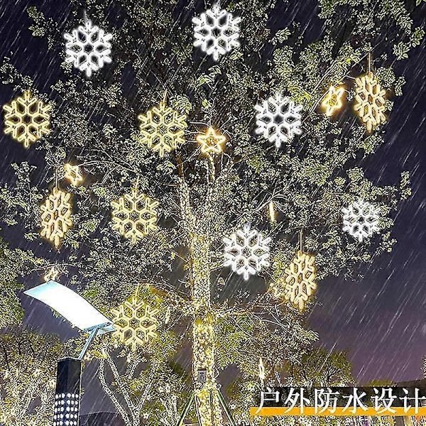 40cm Stora Snöflingeljussträngar Utomhus Snöflinga LED-Lampa Bakgård - WELLNGS Green