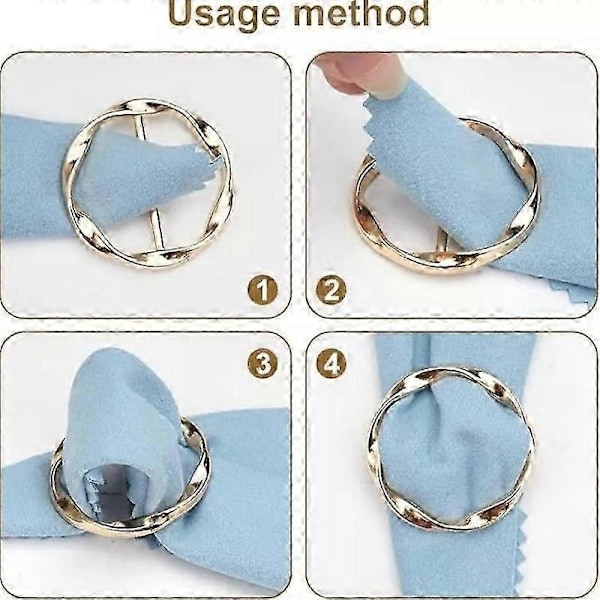 4 st Scarves Ring Clip-T-Shirt Clip Kläder Hörn Knuten Knapp för Kvinnor-WELLNGS Combination 2 set2