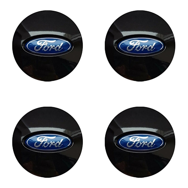 4-Pack - Ford Navkapslar / Hjulmärken - Automotive-WELLNGS 70 66mm - Svart