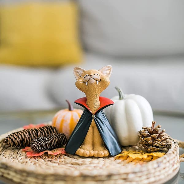 Lekfull Buddha Kattefigur, Meditasjon Yoga Samleobjekt, Gave til Katteelskere - WELLNGS Orange-Vampire Dracul