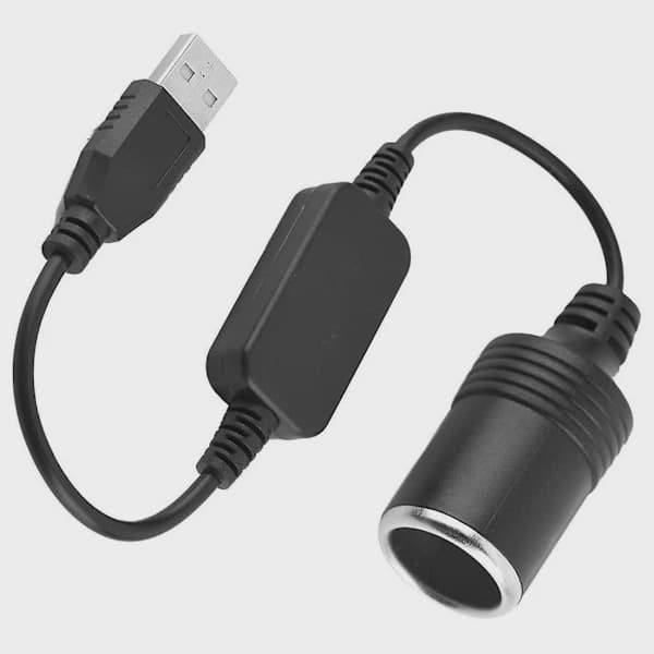 USB 5V til 12V konverter, strømforsyning til dashcam, USB til cigarettænder konverter (sort)