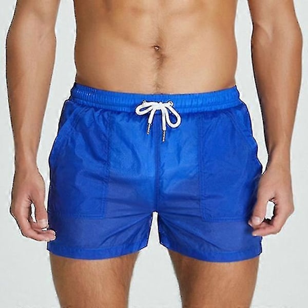 Mænds transparente badebukser | Mænds transparente shorts | Mænds transparente trusser - WELLNGS Blue XXL