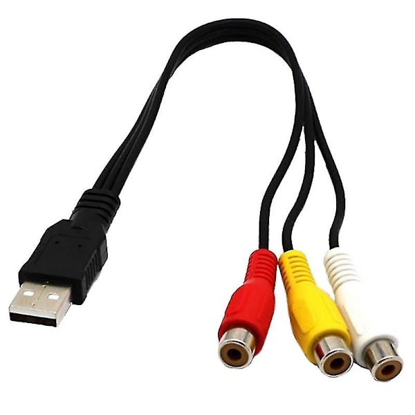 Usb till 3rca-kabel Usb-hona till 3 Rca Rgb Video Av Komposit Adapter Konverterkabel Sladd Anslutningsdon-dt-WELLNGS