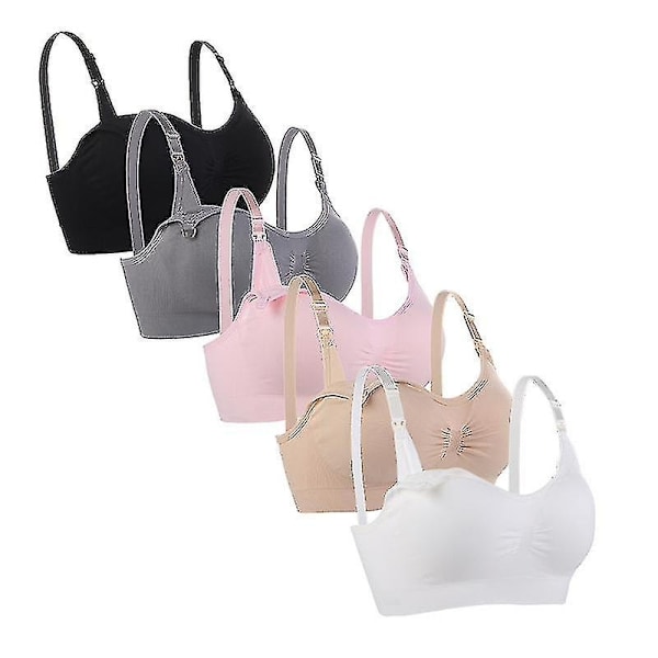 Amme-BH 5-pak Trådløs Dyp Amme-BH Bralette Sove Amme med Ekstra Forlengere - WELLNGS L