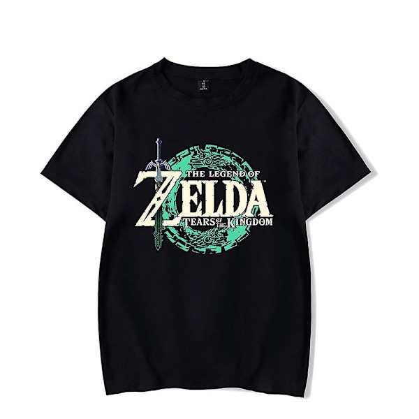 2023 Ny Tee Zelda Tears Of The Kingdom Oversize Print T-skjorte Menn Kvinner Sommer Skjorte Streetwear Klær Grafisk-WELLNGS Black XL