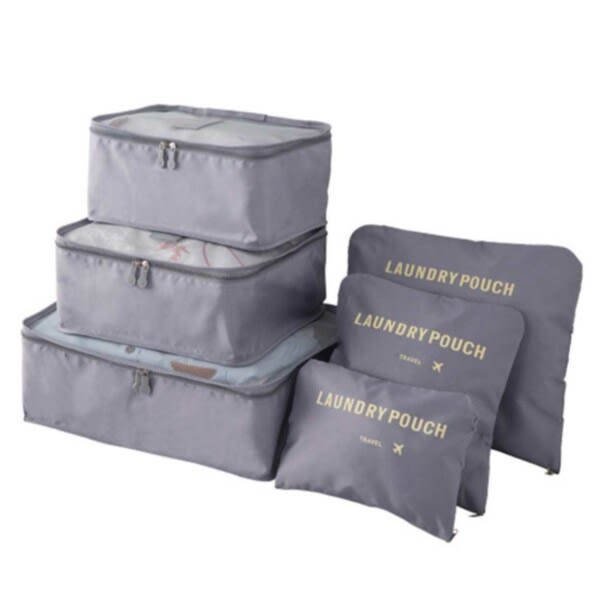Taskesæt til kuffert 6-pack Travel Organizer Sæt Grå grå-WELLNGS gray
