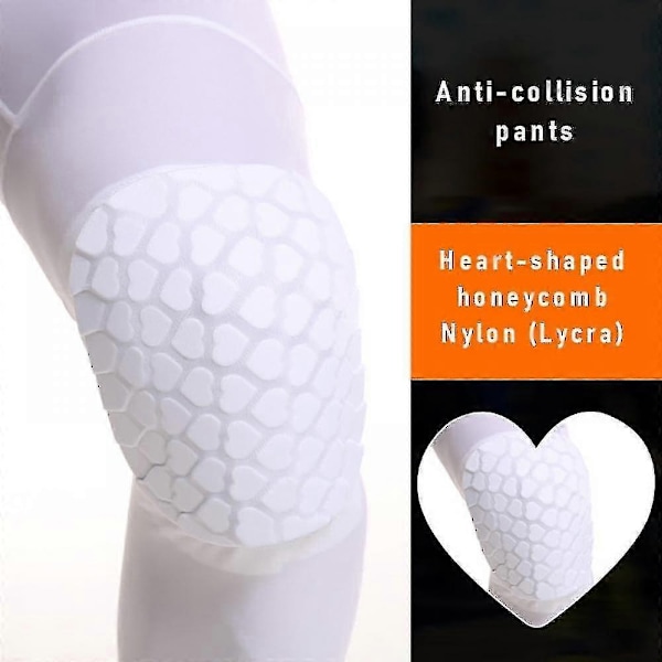 Basketbyxor med knäskydd, ungdoms krockskyddande sport 3/4 kompressionsbyxor leggings herr volleyboll skyddsutrustning - WELLNGS Right-White XXL