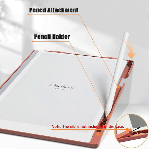 Kompatibel med Remarkable Paper Pro Fodral Kortplatser Ställ PC+PU Läder E-läsare Omslag med Pennhållare - Brun-WELLNGS Brown