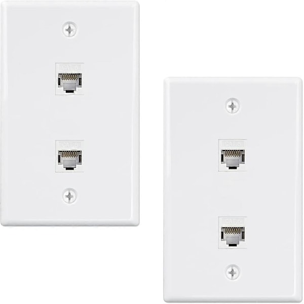Väggplatta med 2 Ethernet-portar, Cat6 Hona till Hona Vägguttag RJ45 Inline Koppling - WELLNGS