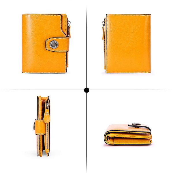SENDEFN 5206 RFID-blockerande plånbok i läder med flera kortfack - WELLNGS Yellow