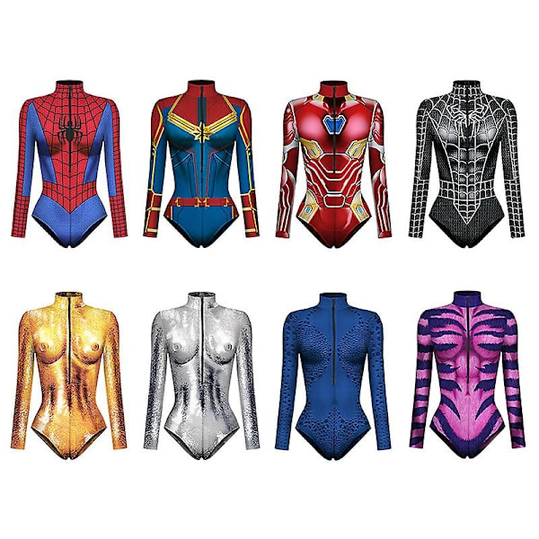 Superhjälte Cosplay Sexy Spiderman Kostym Bodysuit Halloween Karneval Party Förklädnad för Kvinnor Presenter-WELLNGS 6 XL