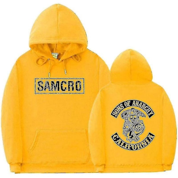 Sons Of Anarchy Samcro Hoodie Dobbeltsidig Trykt Hoodie Trøje Top-WELLNGS Yellow S