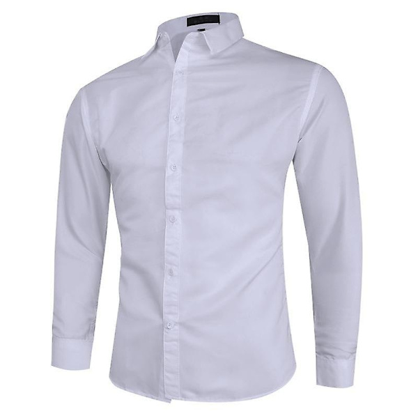 Miesten normaali istuvuinen pitkähihainen Oxford-paita - WELLNGS White XL